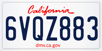 CA license plate 6VQZ883