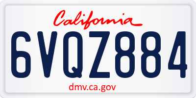 CA license plate 6VQZ884