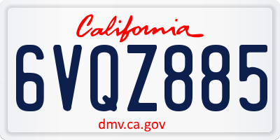 CA license plate 6VQZ885