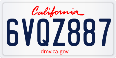 CA license plate 6VQZ887