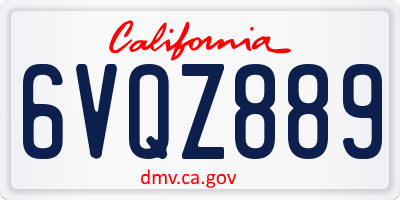 CA license plate 6VQZ889
