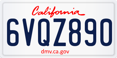 CA license plate 6VQZ890