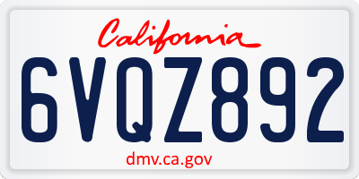 CA license plate 6VQZ892