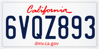CA license plate 6VQZ893