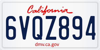 CA license plate 6VQZ894