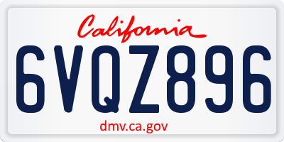 CA license plate 6VQZ896