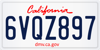 CA license plate 6VQZ897