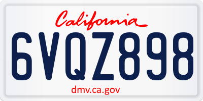 CA license plate 6VQZ898