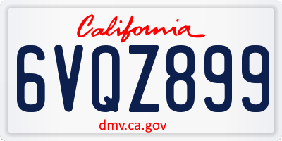 CA license plate 6VQZ899