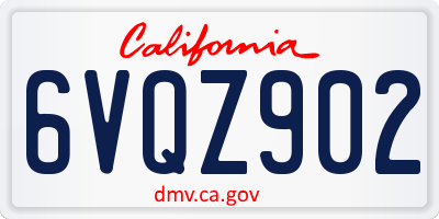 CA license plate 6VQZ902