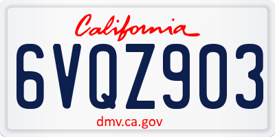 CA license plate 6VQZ903