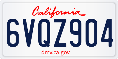 CA license plate 6VQZ904