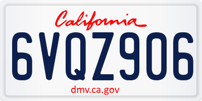 CA license plate 6VQZ906