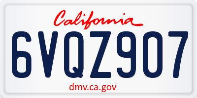CA license plate 6VQZ907