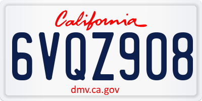 CA license plate 6VQZ908