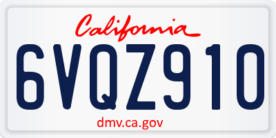 CA license plate 6VQZ910