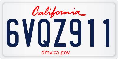 CA license plate 6VQZ911