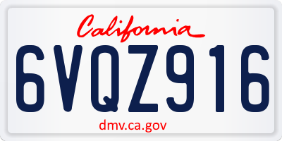 CA license plate 6VQZ916