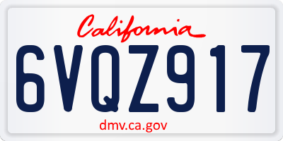 CA license plate 6VQZ917
