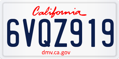 CA license plate 6VQZ919