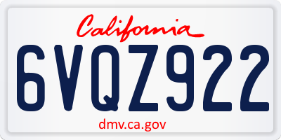 CA license plate 6VQZ922
