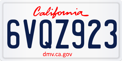 CA license plate 6VQZ923