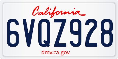 CA license plate 6VQZ928