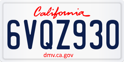 CA license plate 6VQZ930