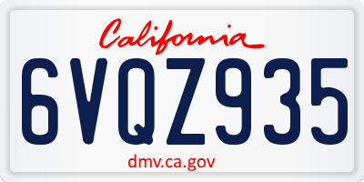 CA license plate 6VQZ935
