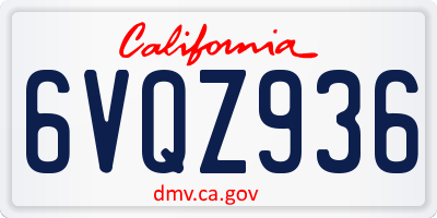 CA license plate 6VQZ936