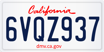 CA license plate 6VQZ937