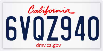 CA license plate 6VQZ940