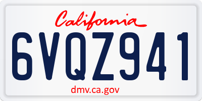 CA license plate 6VQZ941