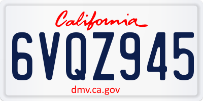 CA license plate 6VQZ945