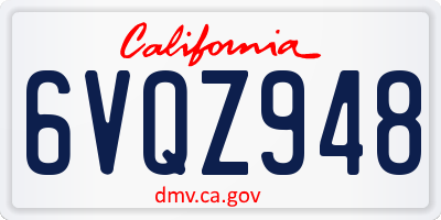 CA license plate 6VQZ948
