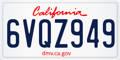 CA license plate 6VQZ949