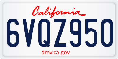 CA license plate 6VQZ950