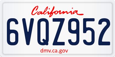 CA license plate 6VQZ952