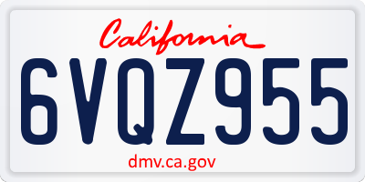 CA license plate 6VQZ955
