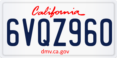 CA license plate 6VQZ960