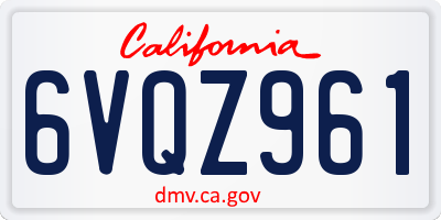 CA license plate 6VQZ961