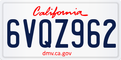 CA license plate 6VQZ962