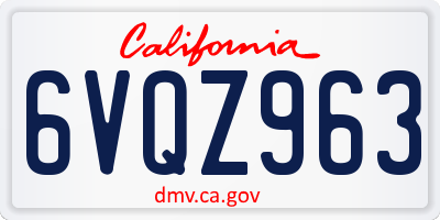 CA license plate 6VQZ963