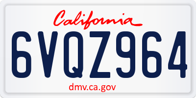CA license plate 6VQZ964