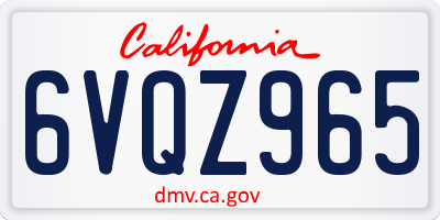 CA license plate 6VQZ965