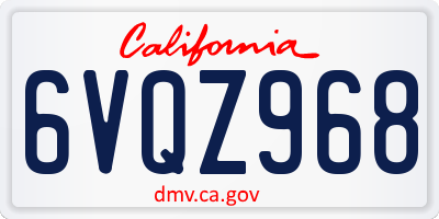 CA license plate 6VQZ968