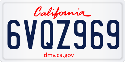 CA license plate 6VQZ969