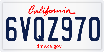 CA license plate 6VQZ970