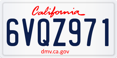 CA license plate 6VQZ971