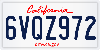 CA license plate 6VQZ972